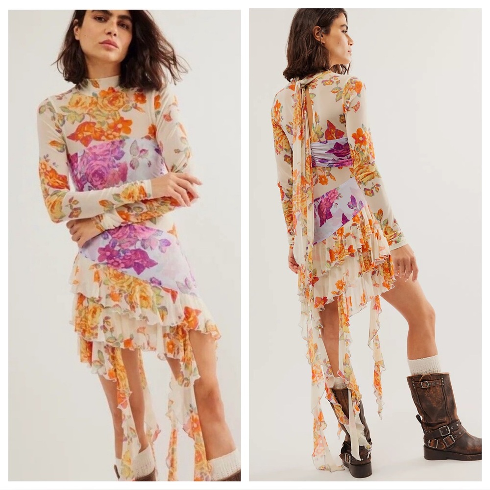 Free People Main Event Floral Mesh Maxi Top Dress NWT